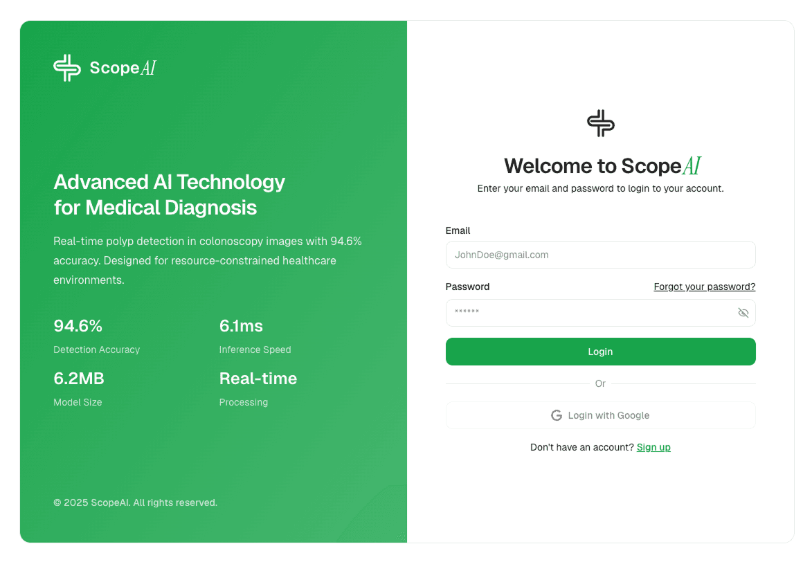 ScopeAI Login Screen