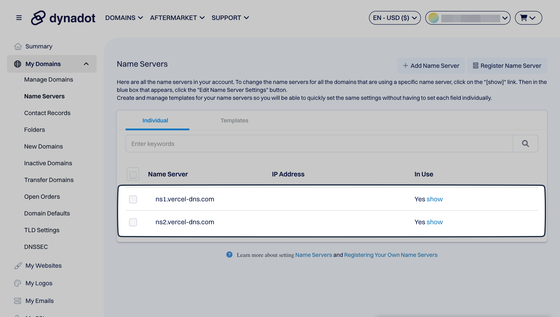 Vercel-Dashboard-Domain